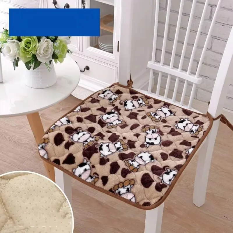 Four Seasons Universal Cushion Soft Office Computer Chair Mat Strap Design Cartoon Pattern Home Dining Chair Anti-slip Cushion