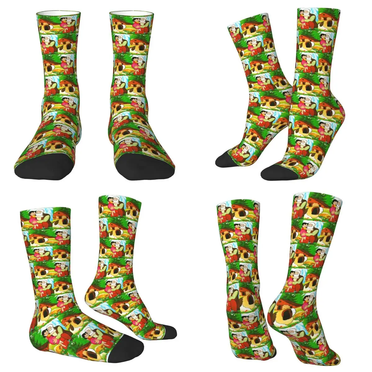 All Seasons Crew Stockings Heidi Peter And Grandpa Alps Cartoon Socks Fashion Long Socks for Men Women Valentine's Day Gifts