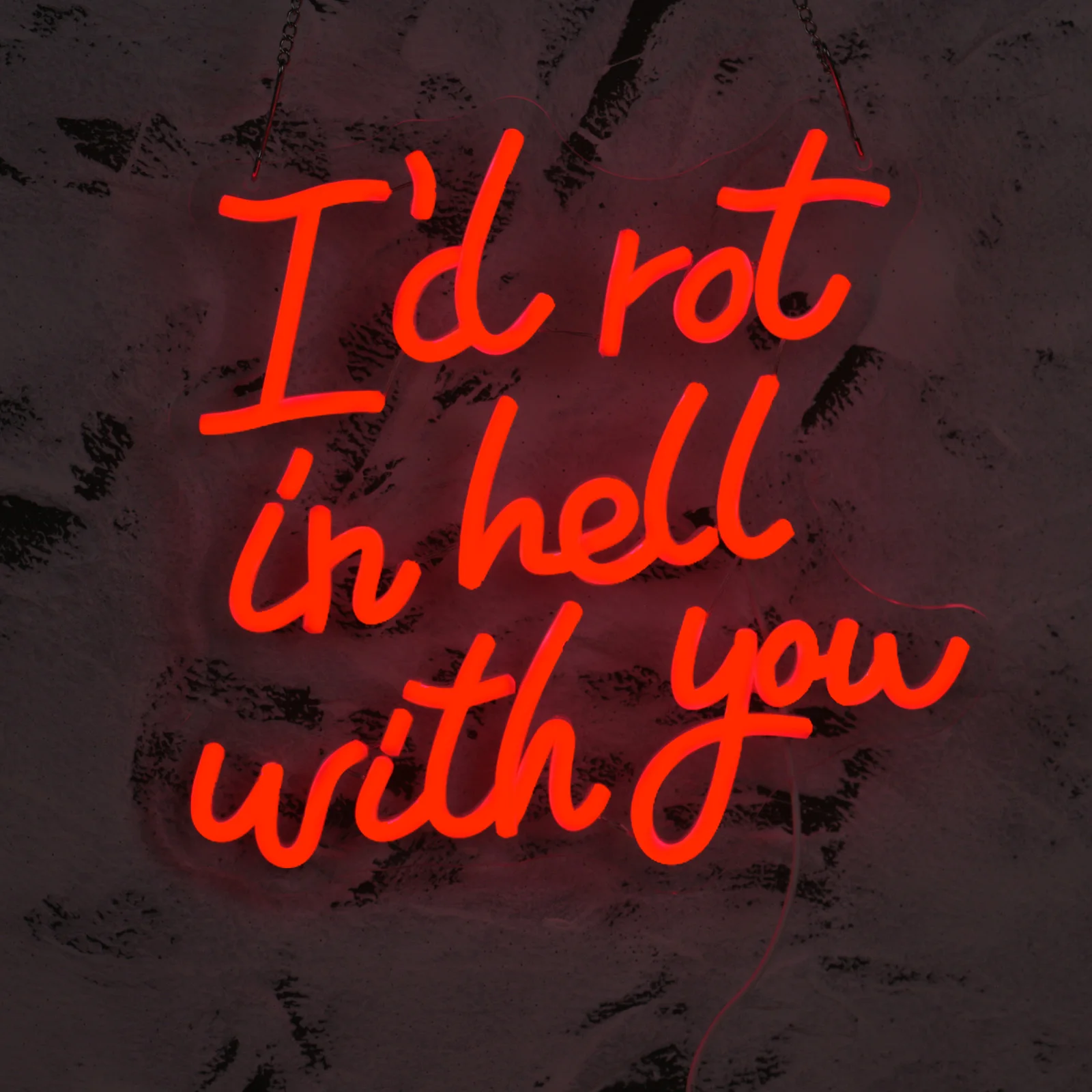 1 Stück Halloween I'd Rot In Helll With You Neonschild USB-betriebenes Halloween-Atmosphären-Dekor, perfekt für Halloween-Party, Bar, Hotel