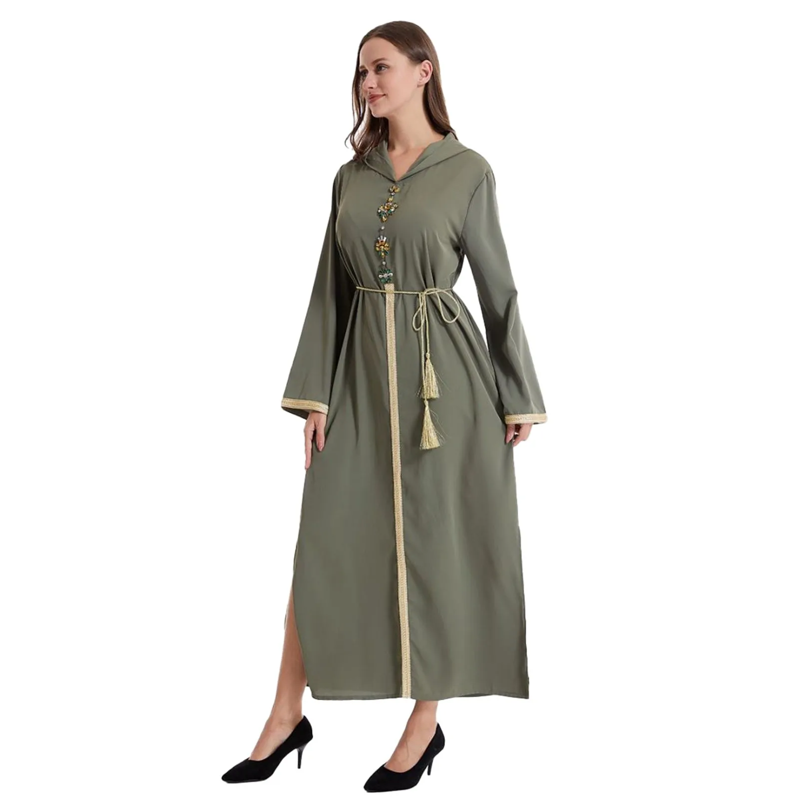 Frauen Muslimischen Mit Kapuze Langarm Robe Vintage Pullover Kleid Gebet Kleidung Traditionelle Kleider Afrikanische Weibliche Muslimischen Kleid