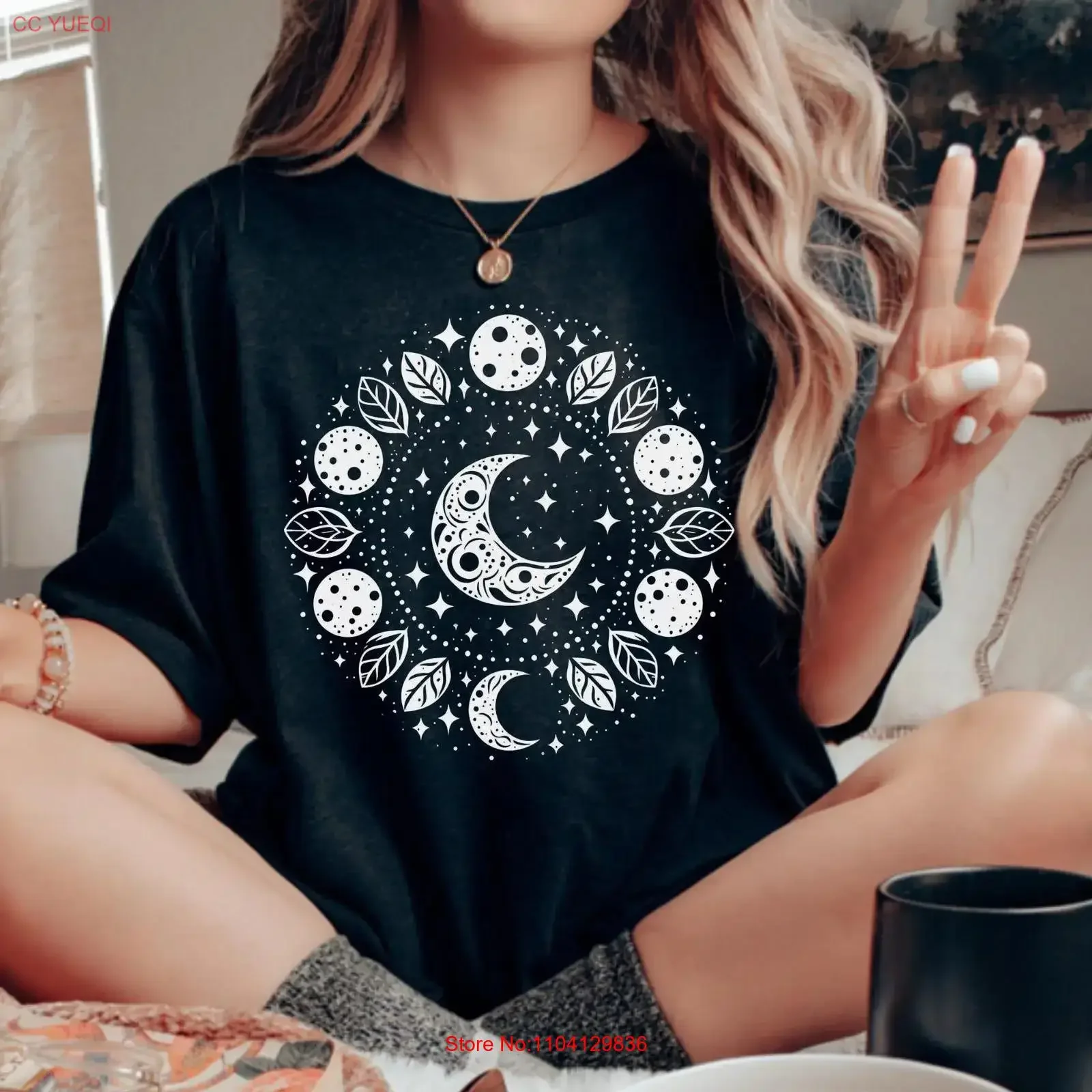 Mystic Sun and Moon T Shirt Lunar Phases Cycle Boho Vintage Celestial Spiritual Cosmic vintage Washed Casual