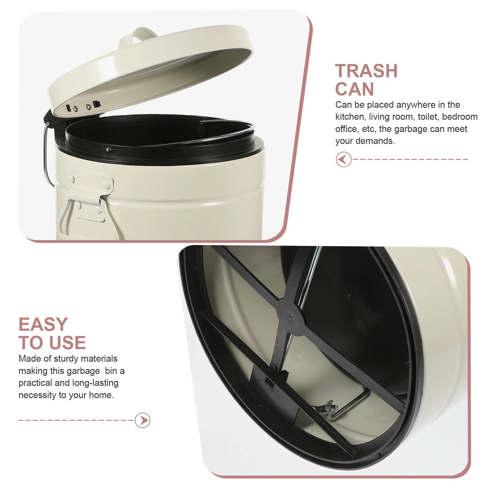

Metal Vintage Trash Can with Foot Pedal Lid 5L for Bathroom Kitchen Bedroom Office Farmhouse Garbage Bin Waste Bucket