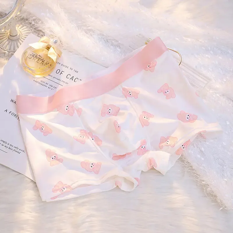 2025 nuevo 2 uds ropa interior de pareja Boxers para hombres y mujeres pantalones cortos bragas de encaje conejo de dibujos animados niño niñas calzoncillos vendaje Sexy Lov ☆ ★ ee ☆ ★