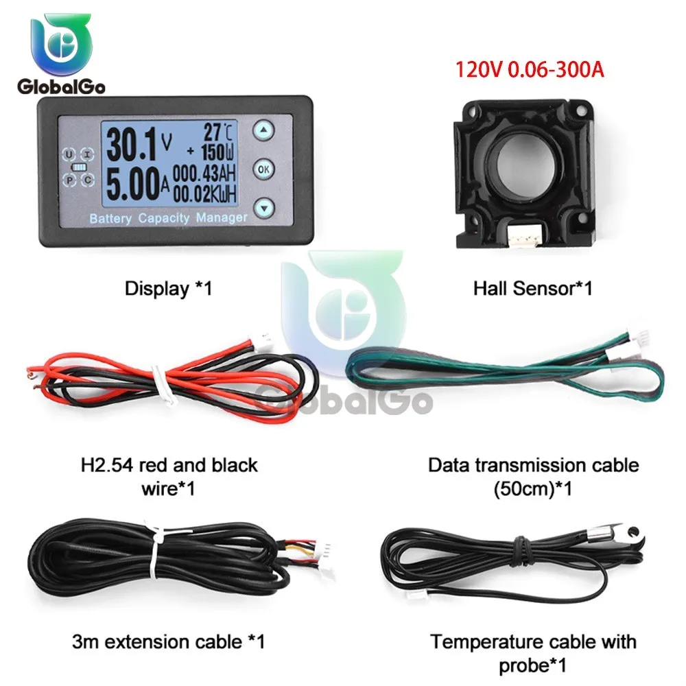 VA9210 DC8-120V Digital Voltmeter Ammeter Battery Capacity Indicator Hall Coulomb Meter Tester Power Detector Energy Test Meter