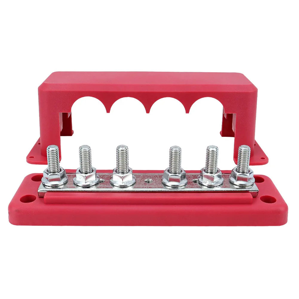 10pcs 300A M8 Busbar Red Black 6 Post Terminal Block For RV Car Yacht Power Distribution Board Electrical Connector