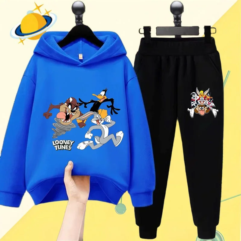 Bugs Bunny cartoon children\'s hoodie set cartoon printed autumn and winter long sleeve sweatshirt boy girl Kawaii birthday gift