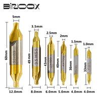 Binoax Center Drill Bit Set 6pcs HSS TiN Coated Automatic Hole Drill Hole Cutter 1.0-5.0mm 60 Degrees Woodworking Tools