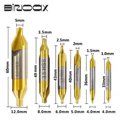 Binoax Center Drill Bit Set 6pcs HSS TiN Coated Automatic Hole Drill Hole Cutter 1.0-5.0mm 60 Degrees Woodworking Tools