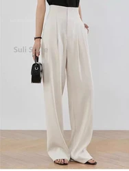 2024 Suit Women's Spring and Autumn Straight-Leg Pants Mop Pants Casual Wide-Leg Pants Tall Senior Professional Suit