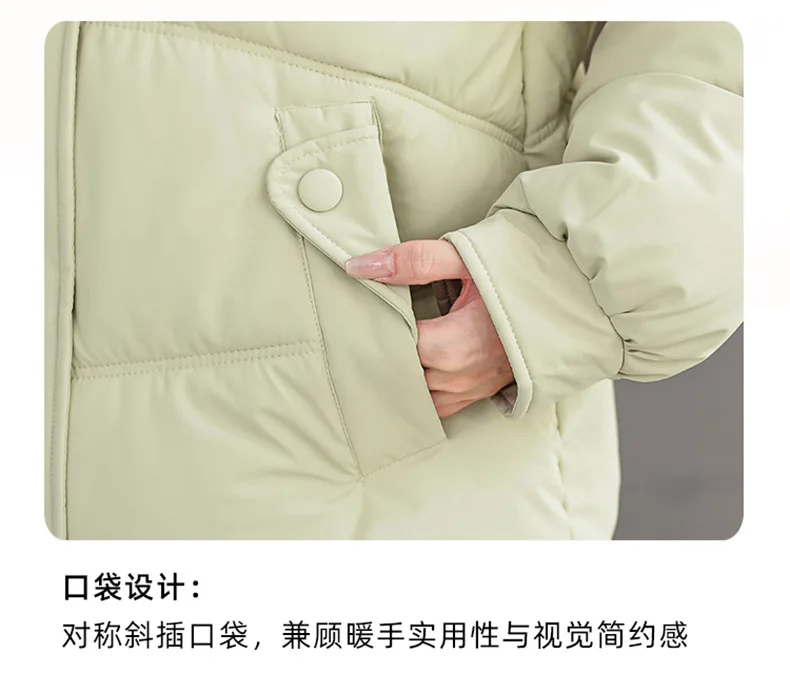 Winter Thick Puffer Coat Women Zip Up Windproof Russian Cold Weather Snow Jacket Detachable Hooded Outerwear Candy Color New
