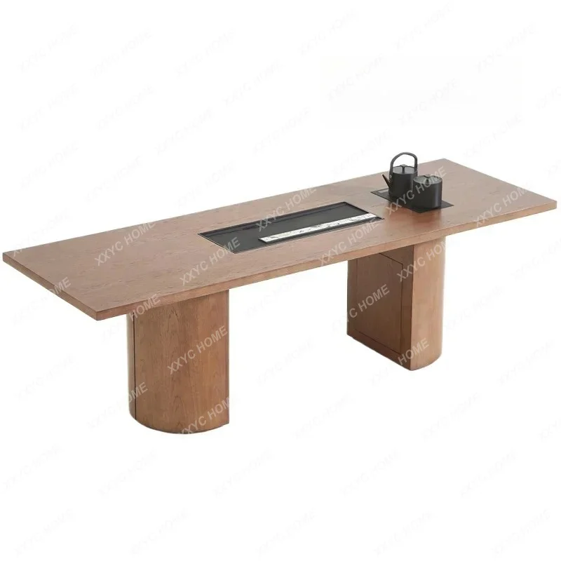X Modern Simple Tea Table Kettle Embedded Minimalist Design Ash Wood Tea Table