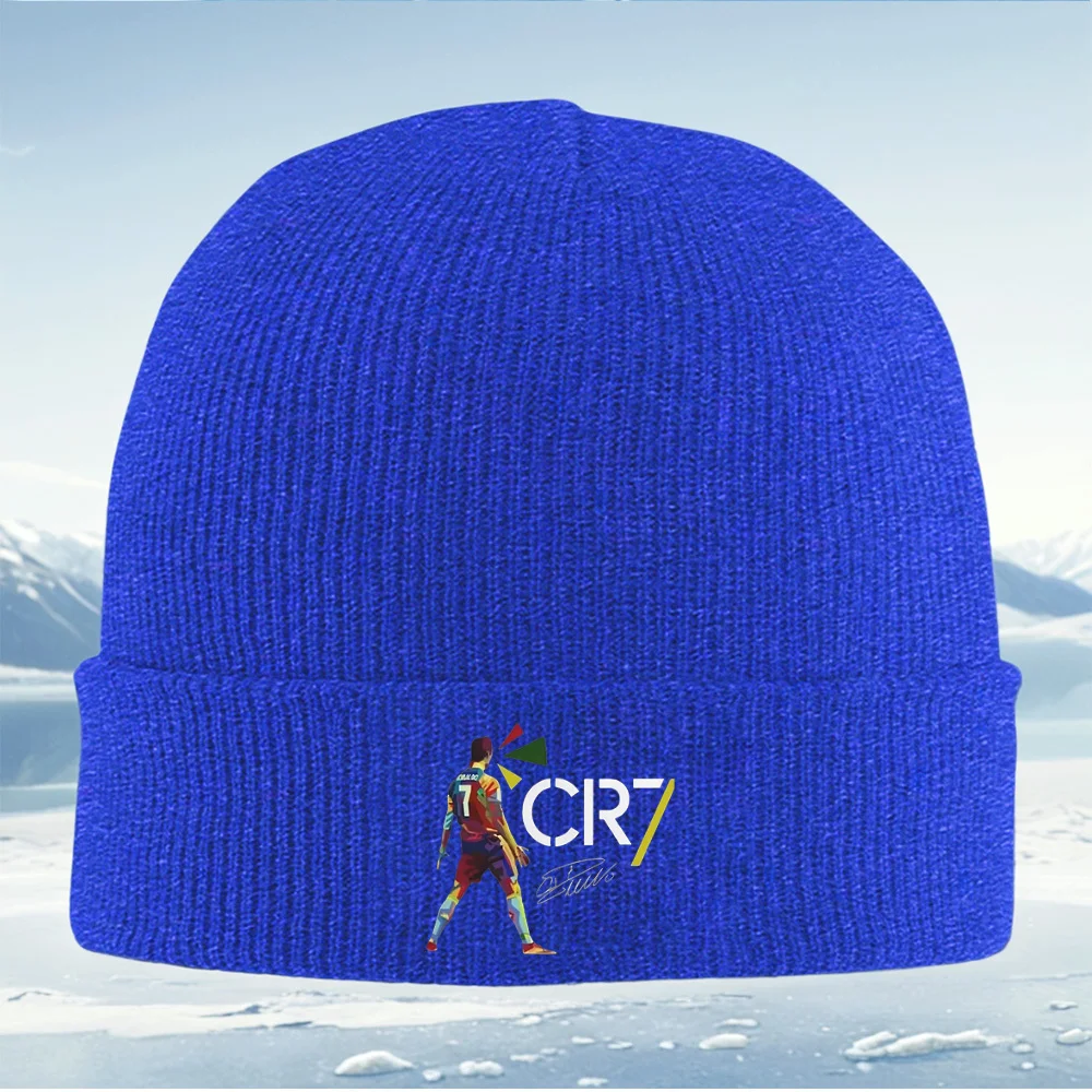Atleta pose diseño colorido CR7 firma hombres mujeres Unisex sombrero de punto gorro Jersey gorra invierno térmico cálido Navidad Outdoo
