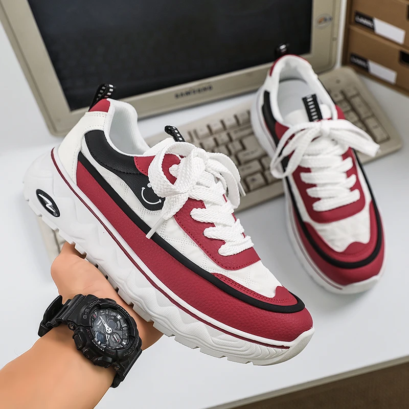 

White Sport Sneakers New Men's Running Shoes Breathable Mesh Anti-Odor Youth Summer Low Cut Lace-Up Comfortable Shoes