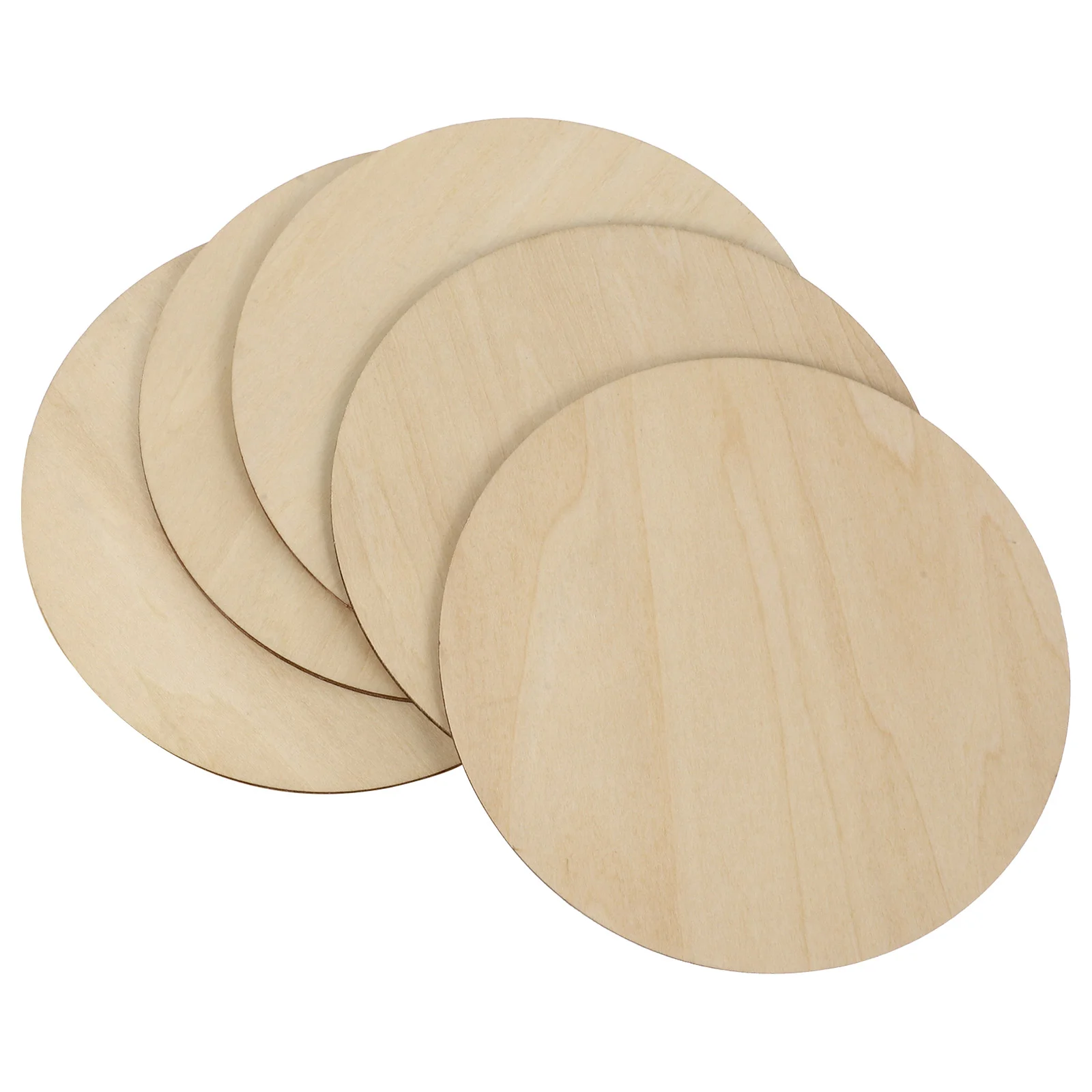 5pcs Round Wood Circle Unfinished Round Wood Slices Wood Circles Cutouts for DIY Crafts Pyrography Painting, Khaki