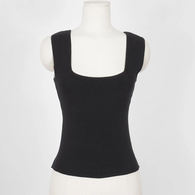 2025 Forefair camisetas sin mangas Sexy Crop chaleco sólido Harajuku coreano mujer fuera del hombro tejido negro blanco verano mujeres Tops