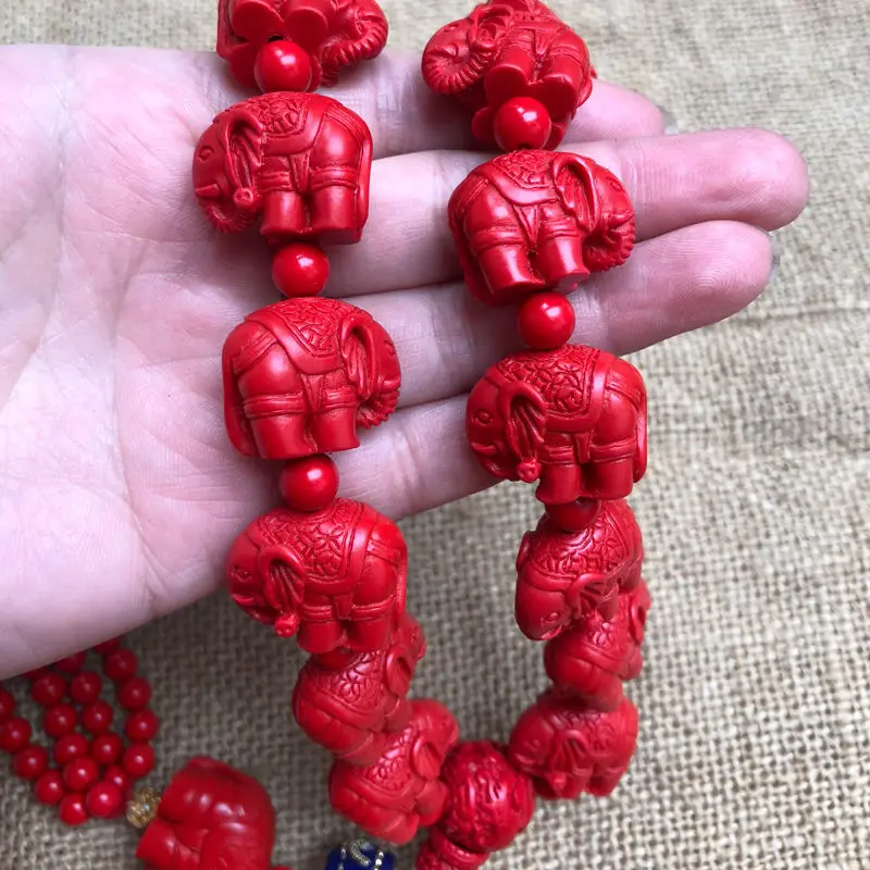 Taiwan Natural Cinnabar Emperor Red Elephant Bracelet Car Hanging Lucky and Auspicious