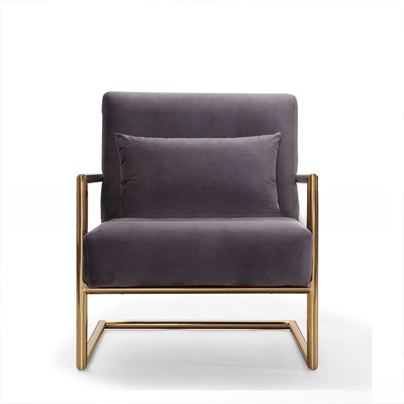 

Nordic light luxury, metal stainless steel, fabric single sofa, leisure sofa negotiation chair
