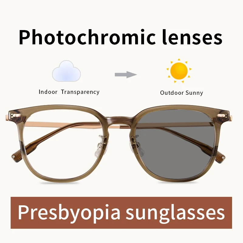 

Photochromic Reading glasses for Women Hard Resin Lens Titanium & TR90 Frame,Hot Fashion Sunglasses Presbyopia Eyeglasses