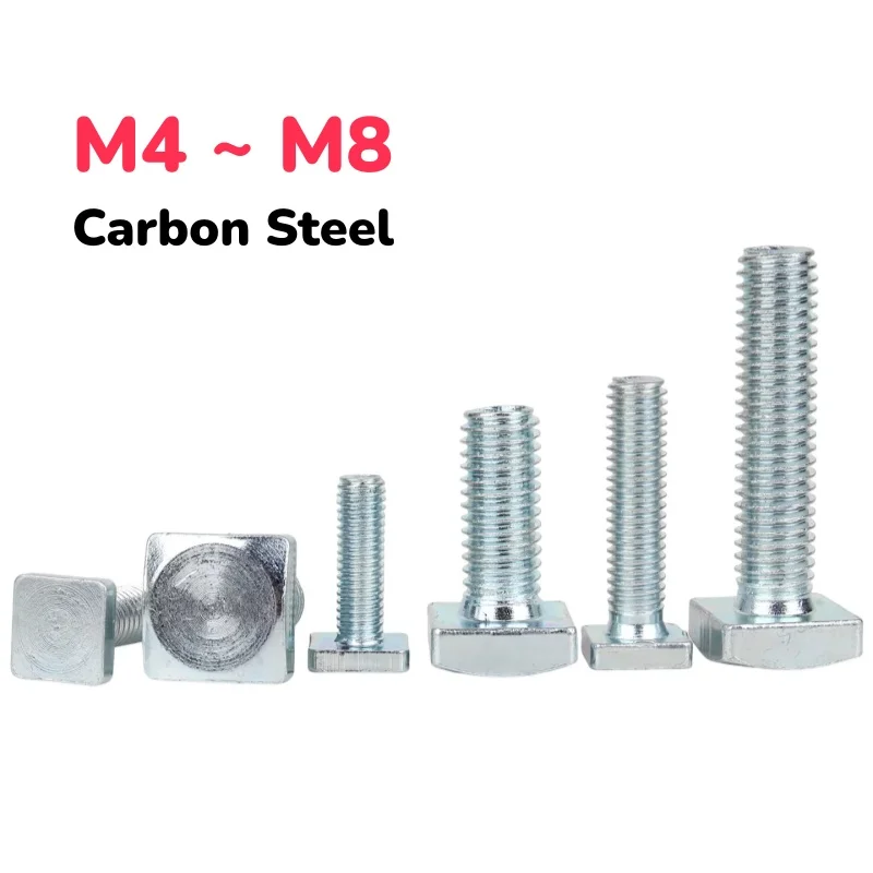 M4 M5 M6 M8 Carbon Steel Galvanized Square Thin Flat Head Bolts T Shape Screw Quadrate Hammer Head
