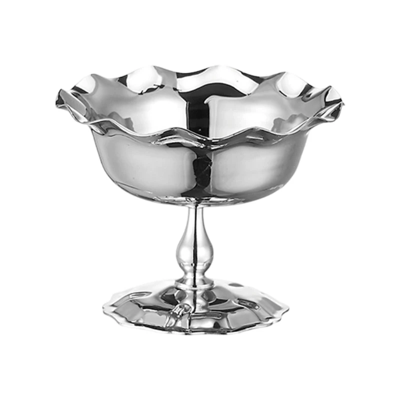 Footed Dessert Serving Cup, Stainless Steel Pedestal Bowl for Mousses, Jellies, Ice Cream, Home Hosting and Dessert Tables A2BB