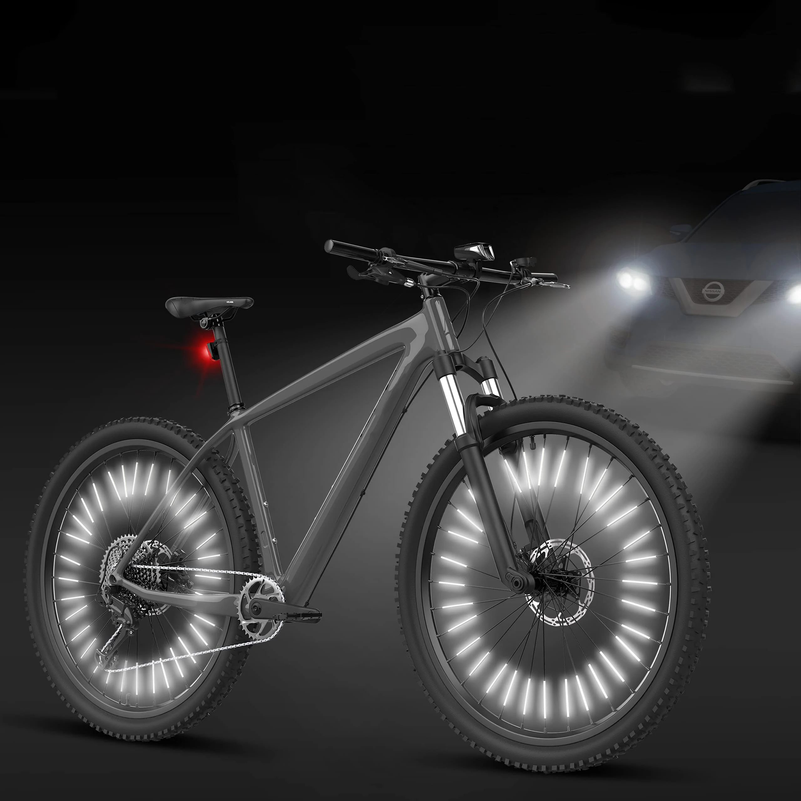 Conjunto de 36 falou refletor para bicicleta, impermeável, fácil de definir, 360 ° visibilidade, equitação segura à noite