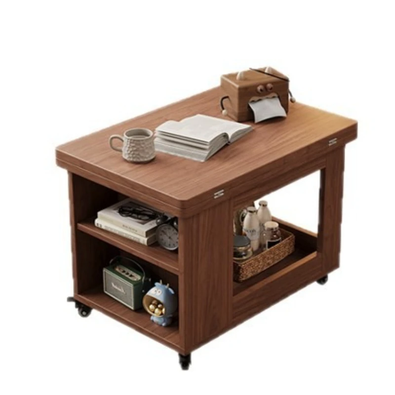 

Solid wood sofa side cabinet side few household living room mobile storage trolley balcony coffee table foldable small table