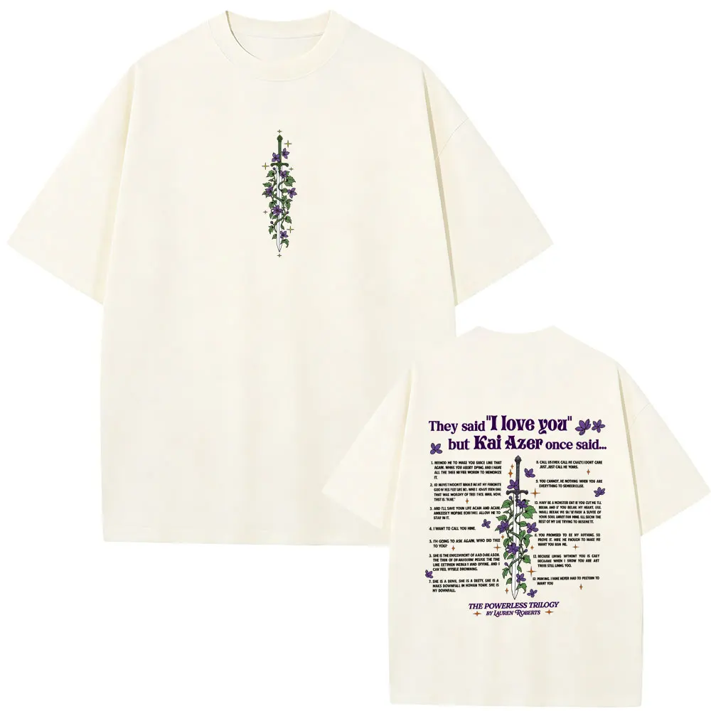 

Kai Azer I Love You in Powerless T-shirt Men Women Y2k Harajuku Aesthetic T Shirts Unisex Casual Cotton Oversized T-shirts Tops