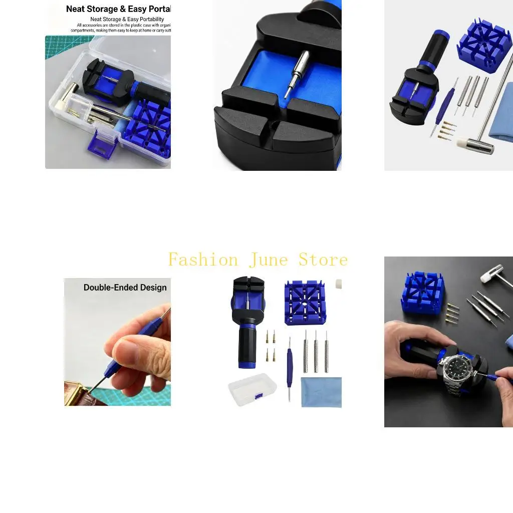 N5KA Watch Repair Tool with Pin Remover and Support Block for Watch Band Adjustment, Manual Bracelet Link Removal Set for Home