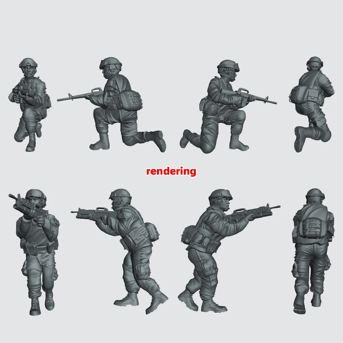 Maßstabsgetreues Miniaturmodell-Set 3D-Harz Moderne US-Armee-Infanteriegruppe im Kampf Soldatenfiguren 8 Stück 1/35 1/48 1/72 – Detail 8