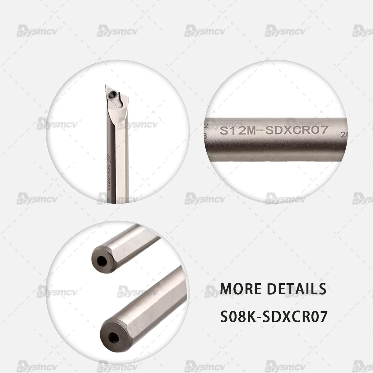 95 Degree CNC Lathe Inner Hole Tool White Holder Spring Steel Boring S08K S10K S12M-SDXCR07 Compatible With DCMT Carbide Inserts