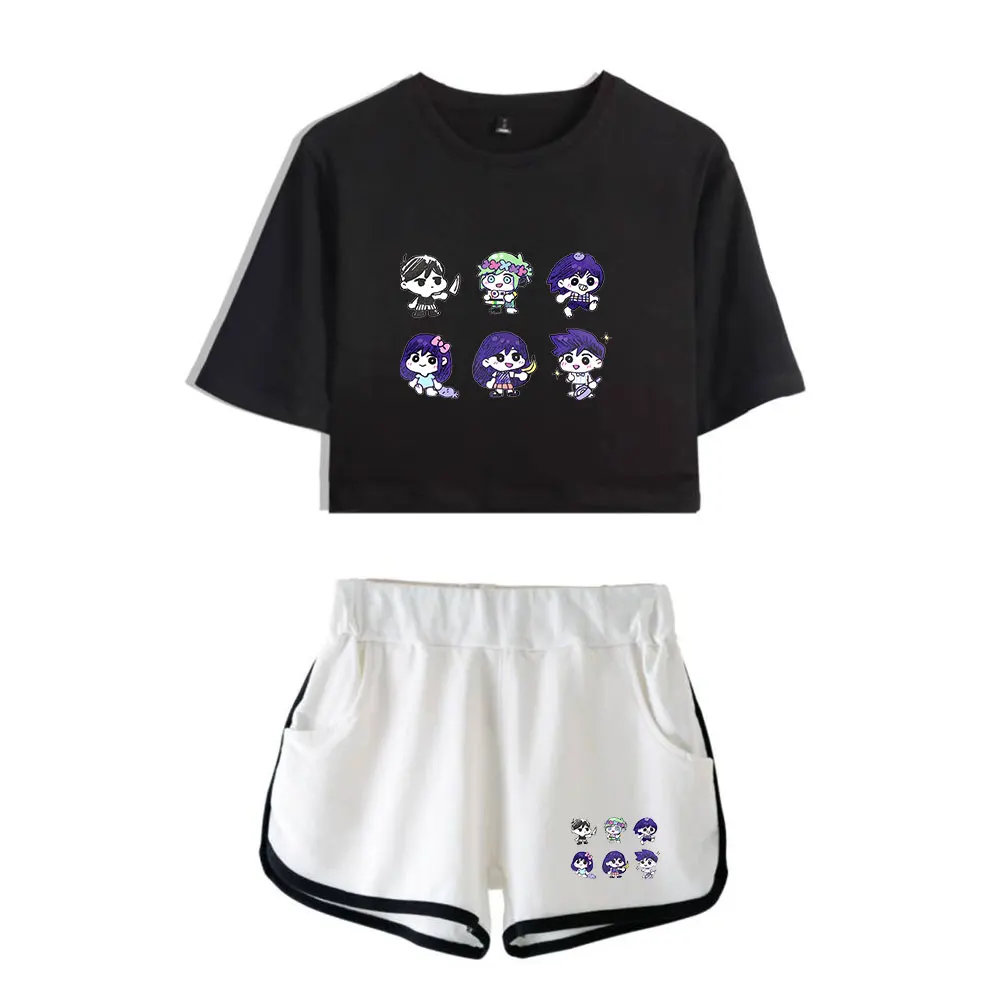 Hot Game Omori Vintage 90s logo Merch Tops Two Piece Set Streetwear Shorts+Lovely TShirt Harajuku Fashion