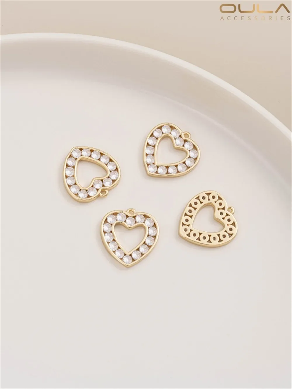 

Zirconium Mounted Geometric Pendant 14K Bag Gold Color Round Water Drop Heart Handmade Diy Earrings Buckle Jewelry Pendant