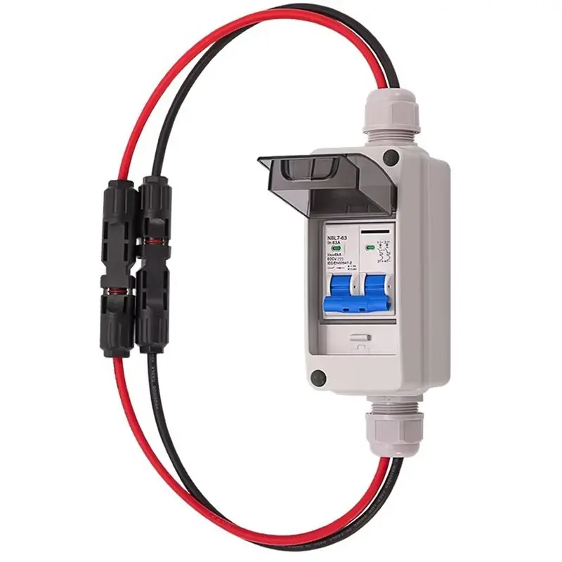 WORTHOWN-Solar Panel Disconnect Switch With DC 600V 63A MCB IP65 HT 2Ways Waterproof Box Solar Photovoltaic PV Combiner Box