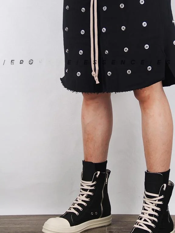 

Rodrk Men's Casual Five-Quarter orts Faion Street Sle Full Rivet Split Hem Loose Fit Summer Leisure orts