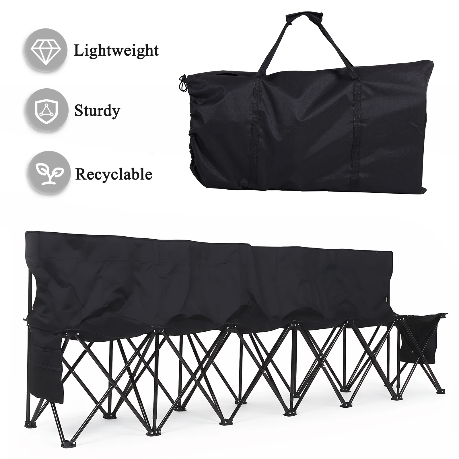 

Портативная скамейка для футбола из ткани Оксфорд 600D, 6 мест, со складными сиденьями для футбольных матчей, кемпинга, спортивных мероприятий на открытом воздухе