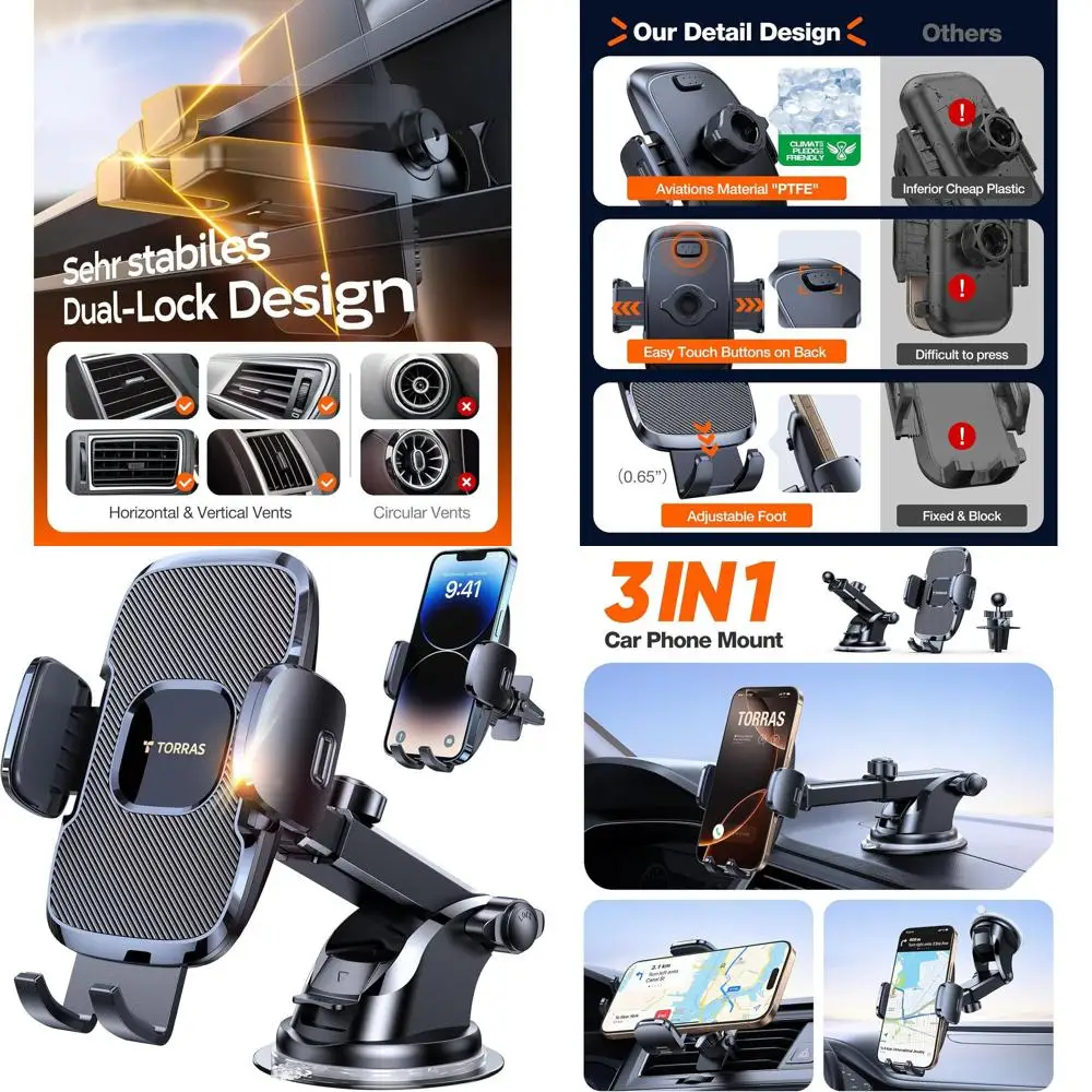 

Ultra-Strong Car Phone Holder: 96+LBS Suction, Safety Certified, Compatible with 17-14 Pro Max Models