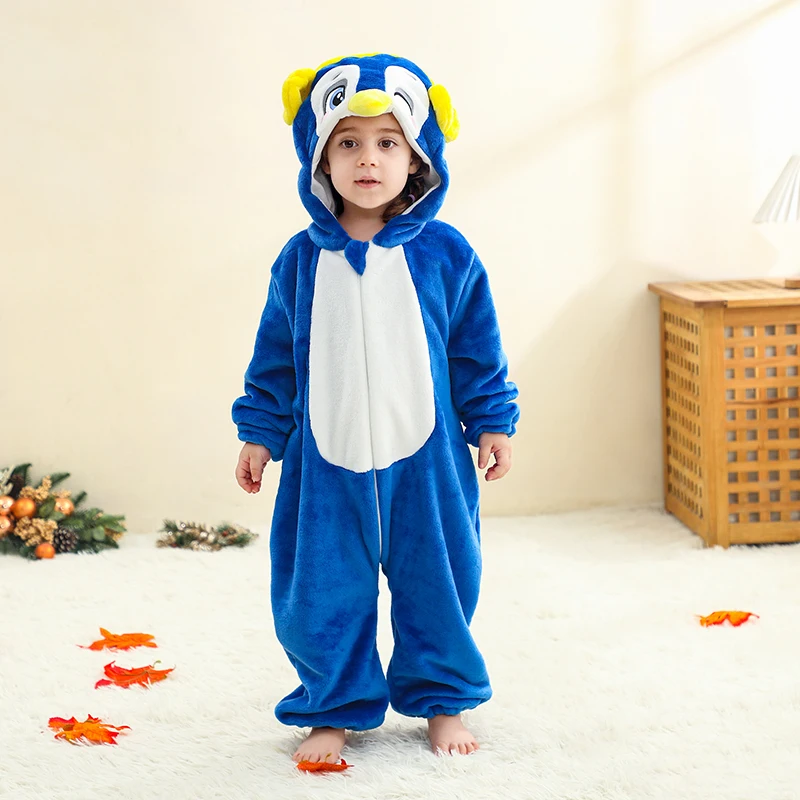 

Baby Boy Girl Clothes Winter Romper Baby Cosplay Costume Cartoon Penguin Plush Hooded Onesie Cute Warm Bodysuit Toddler Outfits