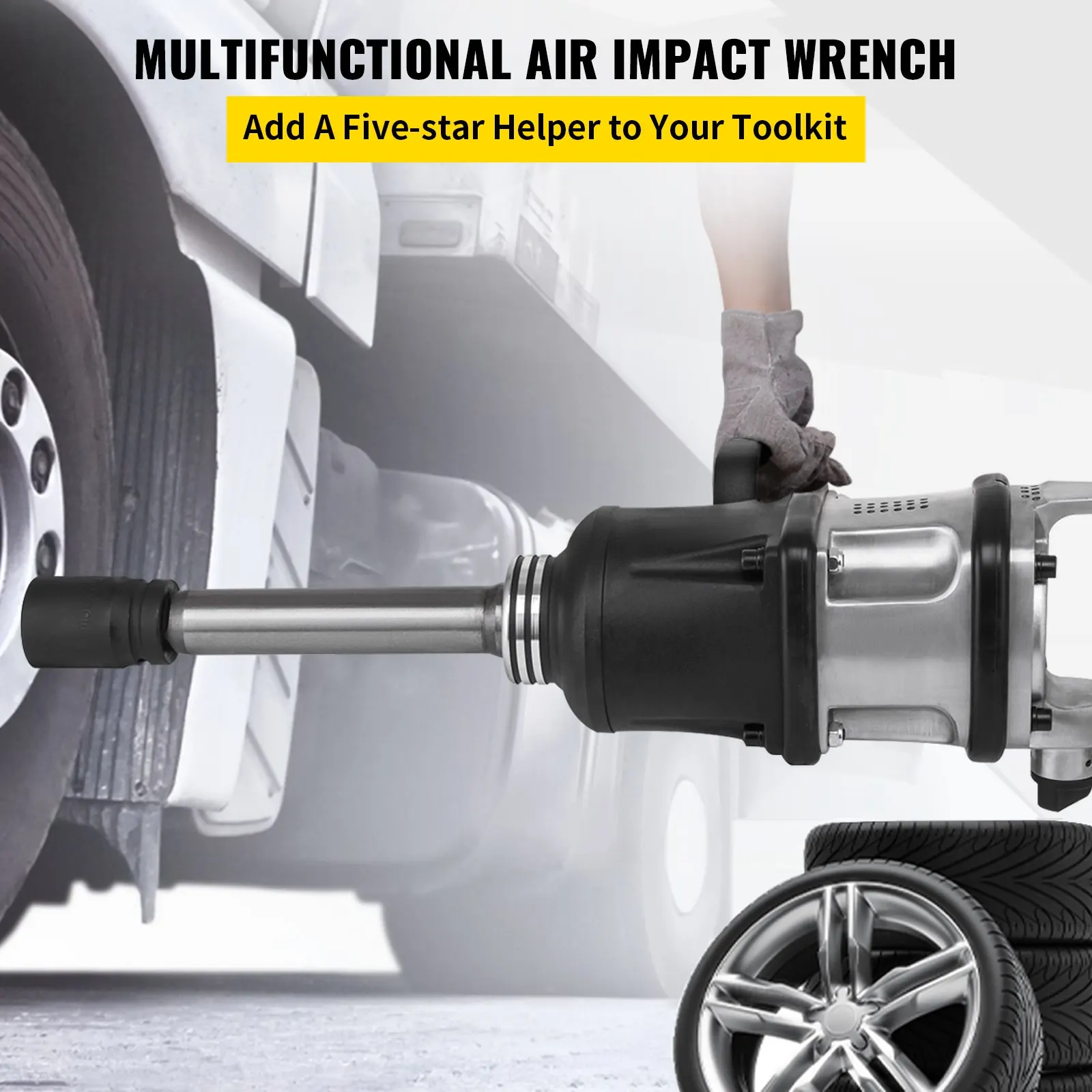 Air Impact Wrench 3800N.m Pneumatic Long Nose Twin Hammer Air Wrench For Trucks Tires Removal And Heavy-Duty 1\'\' Square Drive