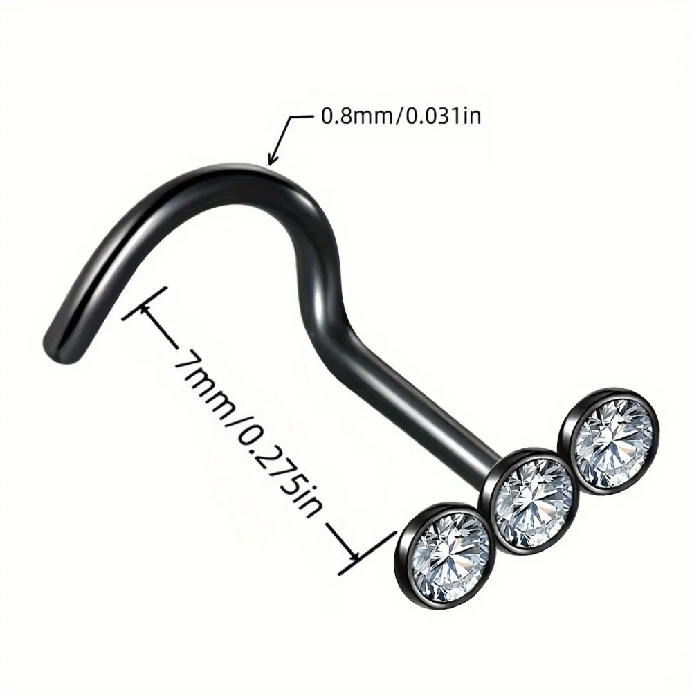 1Pcs/5Pcs Stainless Steel Zirconia Bend-Shaped Nose Studs Body Piercing Jewelry Fashion For Women Hypoallergenic Accessory