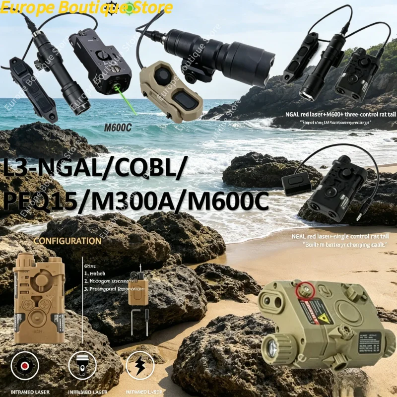 Upgrade Green Laser Flashlight Strobe With Tail Switch For L3 NGAL CQBL PEQ15 M300 M600 Style Outdoor Model