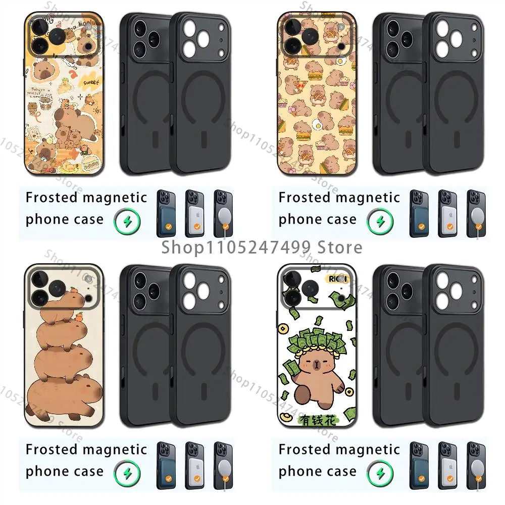 

Cute kartun Kapibala Phone For iPhone 17,12,11,16,15,13,14,Pro,Max,Plus,Mini, For Magsafe,Magnetic Wireless Charging Case