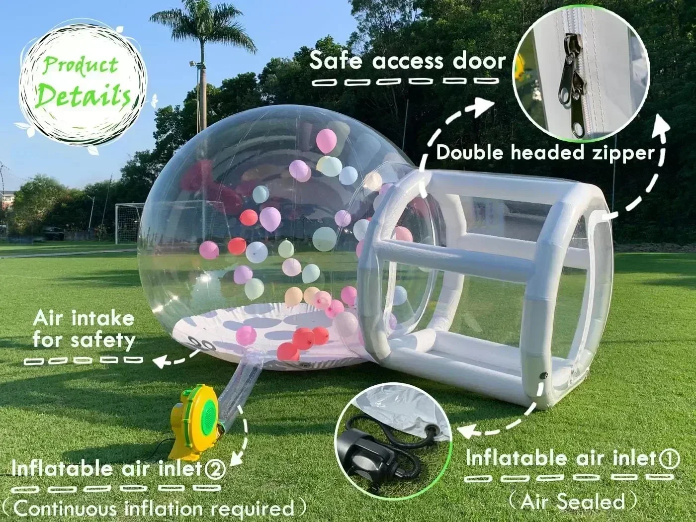 Inflatable Bubble House for Party Supplies,Outdoor Wedding Decor,Kids Birthday Party amusement park, Transparent Bubble Dome