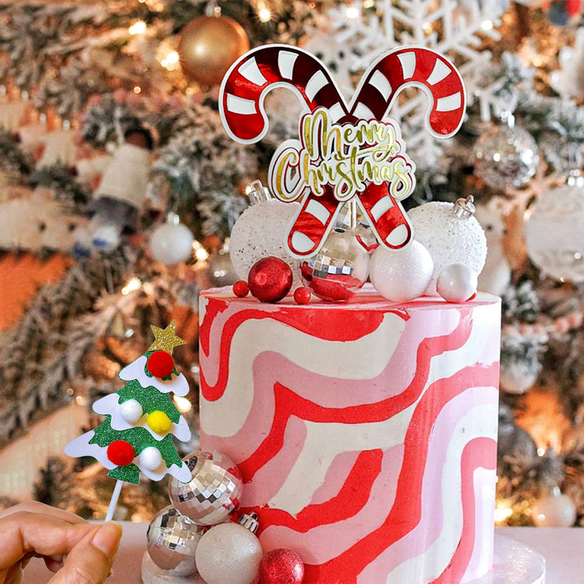 Weihnachtskuchen-Topper, neuer INS-Stil, Acryl, frohe Weihnachten, 2026, Neujahr, Kuchendekorationen für Kinder, 1. Weihnachten, Noel Navidad – Detail 2
