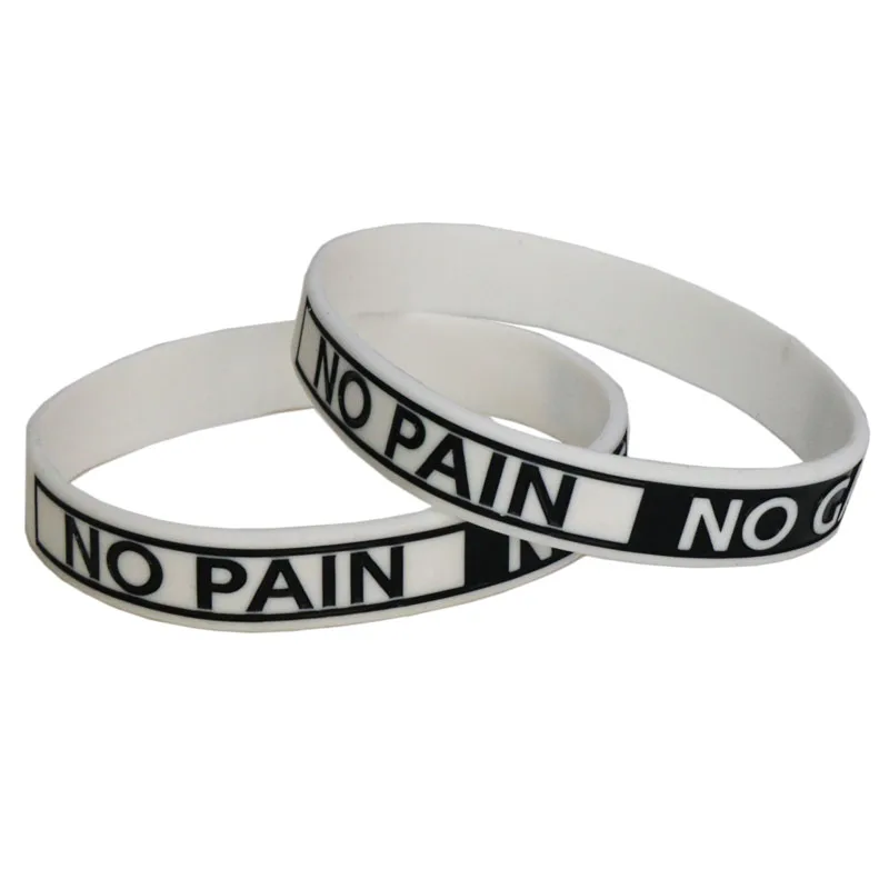1PC New Design No Pain No Gain Silicone Wristband Motto Inspirational Rubber Bracelets & Bangles Fitness Armband Gift SH082