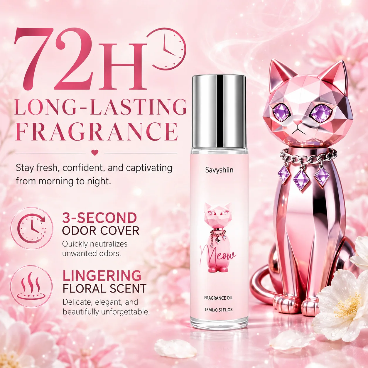 Jasmine Gardenia Rolling Ball Fragrance Spray Natural Elegant Floral Fragrance Refreshing Non-greasy Long-lasting Fragrance