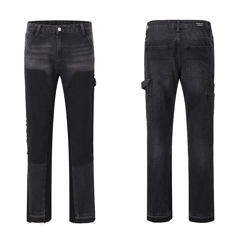 

Мужские джинсы прямого кроя в стиле ретро с эффектом потертости, повседневные, молодежные, модные, весна-осень-зима