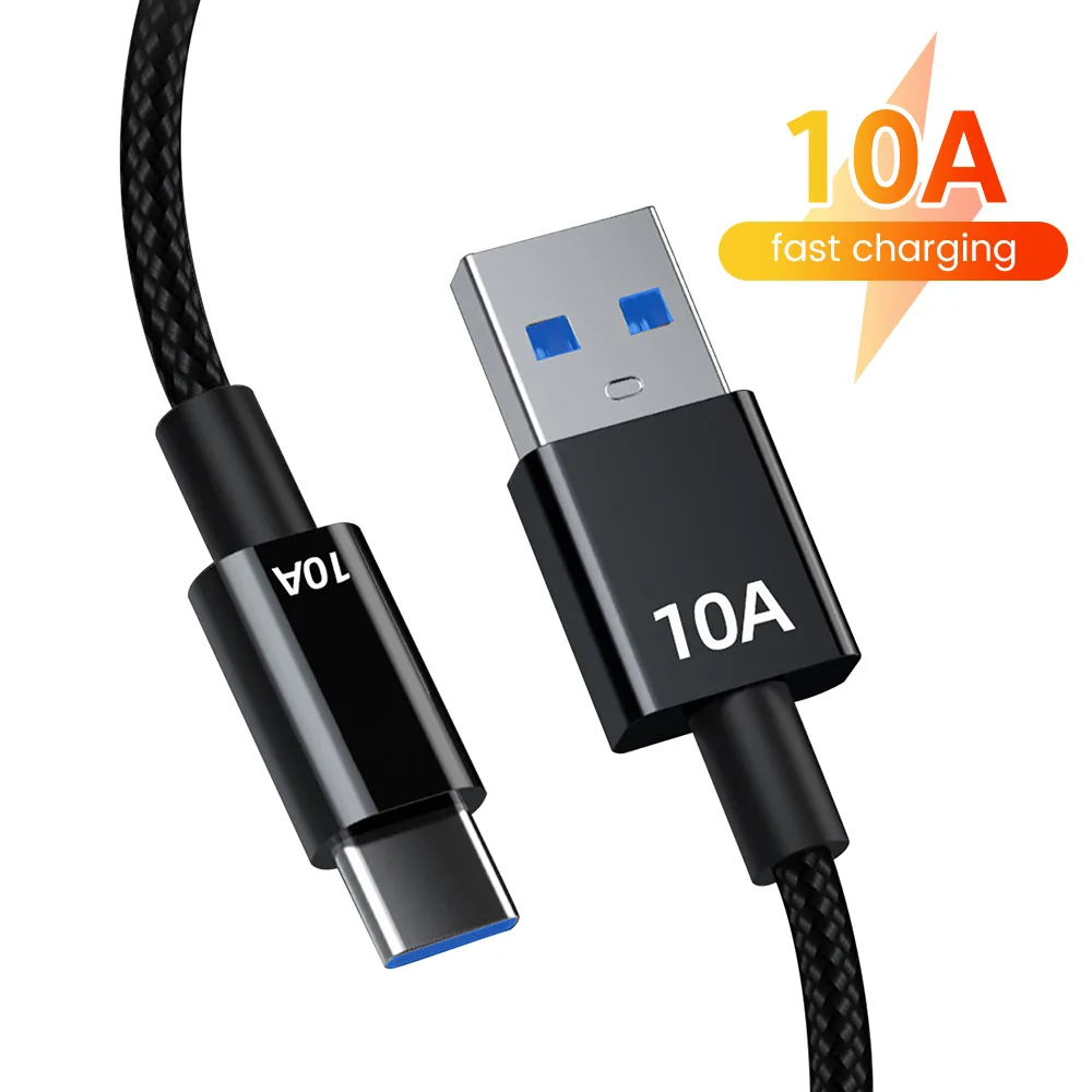 Cabo usb tipo c 120w 10a, carregamento rápido tipo c, fio de carregamento de dados para huawei honor phone usb a para usb c cabo