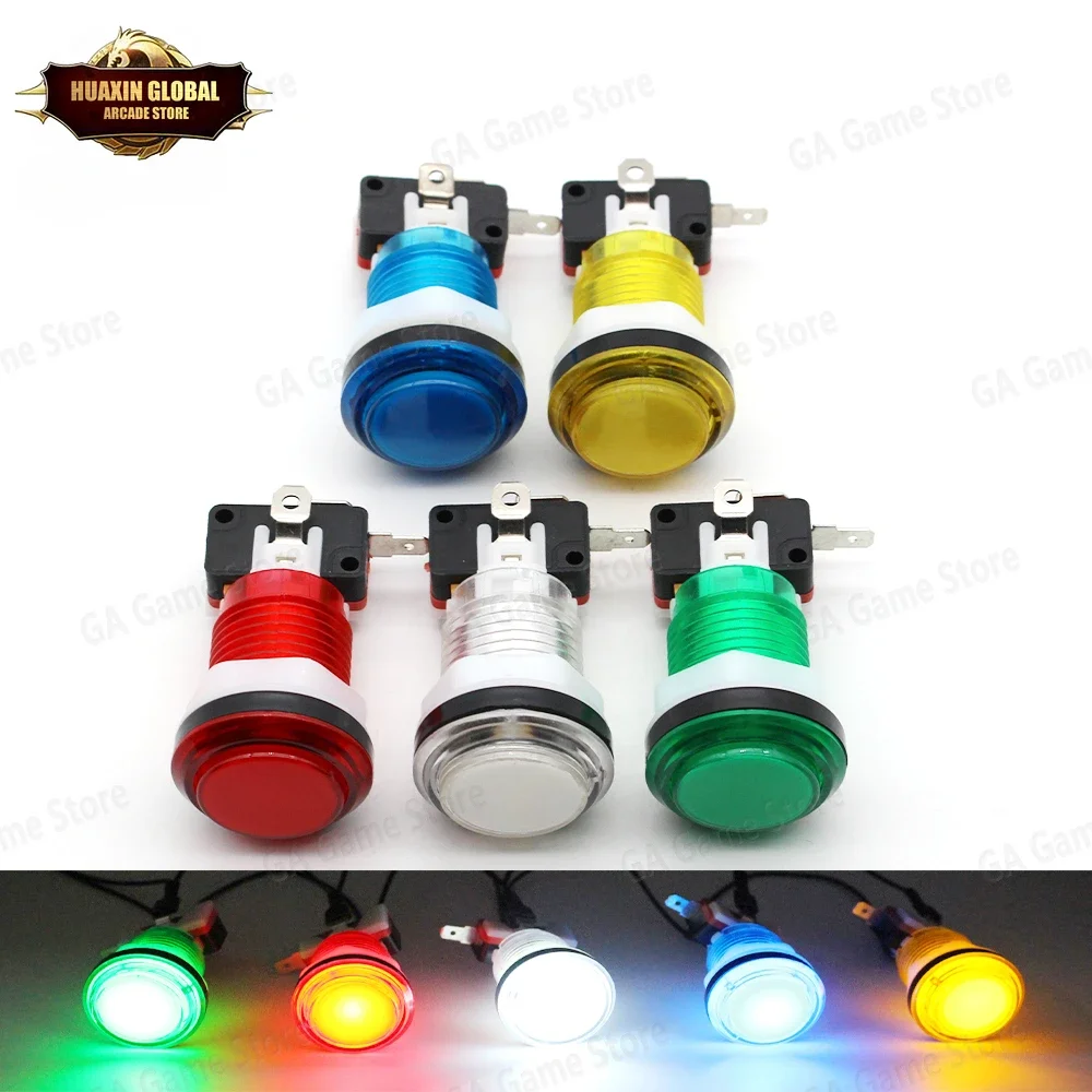 10 pcs/ lots 28mm Transparent push Button with 12V Super bright LED Lamp & Microswitch for Arcade Fighting Games Projects