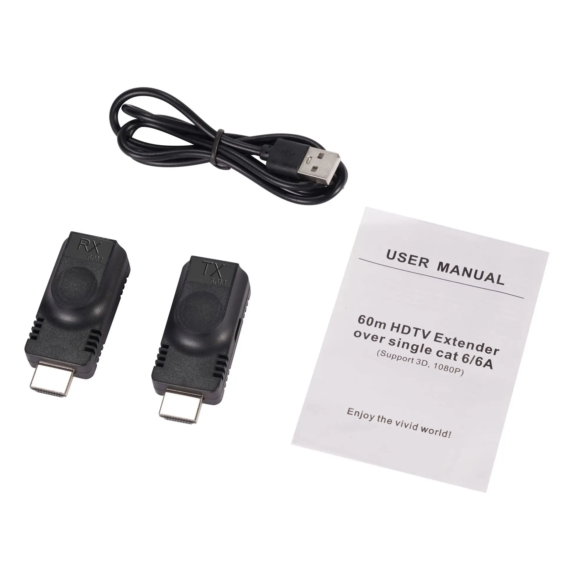 1080P 60M HDMI Ethernet Extender Video Transmitter Adapter for PC Loptop HDTV Monitor