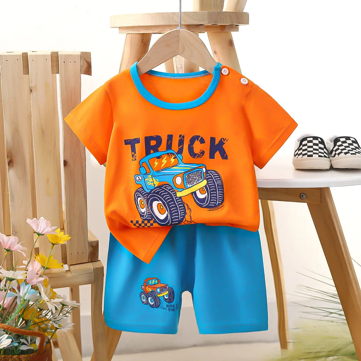 Kids Short Sleeve Set Cotton B - Summer Clothing Baby Boy ulasan dan harga